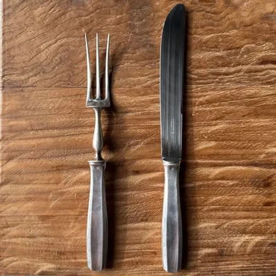 Cutlery set - Alfenide carving set consisting of a fork and a knife - OFFICE OBJETS