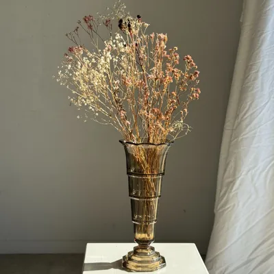 Vases - Art Deco flared vase in smoked molded glass with tiers H30 l13.5 - OFFICE OBJETS