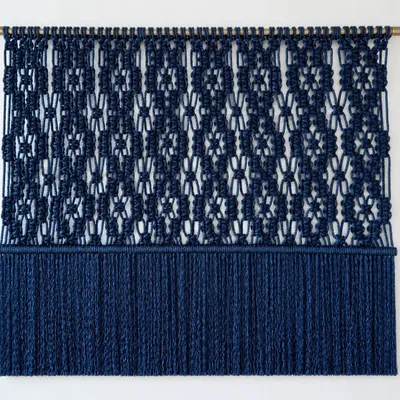 Tapisseries - Tenture Murale Macramé Mili Bleu Marine - NŒULUXE