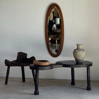 Miroirs - Miroir ovale vintage en chêne à glace biseautée H120 l43 P2 - OFFICE OBJETS