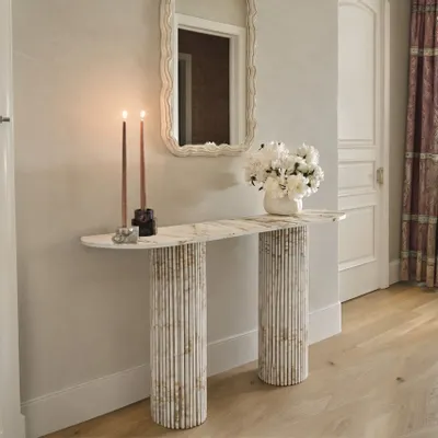 Tables pour hôtels - Table console - 160X40X85 cm - Ombrure - Marbre Calacatta Oro - STONE VALLEY