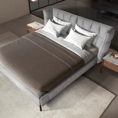 Beds - Light bluish-grey fabric bed - ANGEL CERDÁ