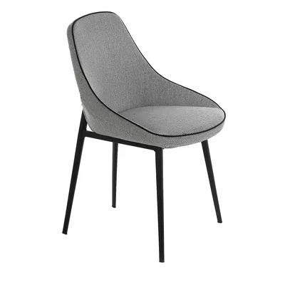 Chaises - Chaise de table à manger en tissu gris avec garniture noire - ANGEL CERDÁ