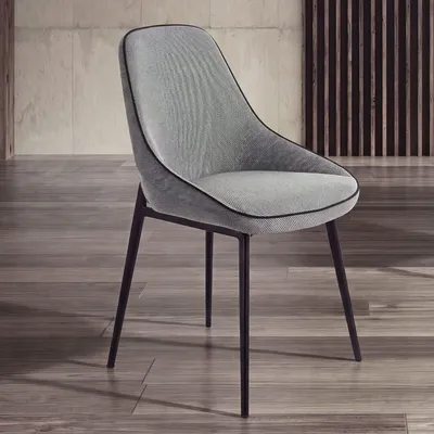 Chaises - Chaise de table à manger en tissu gris avec garniture noire - ANGEL CERDÁ