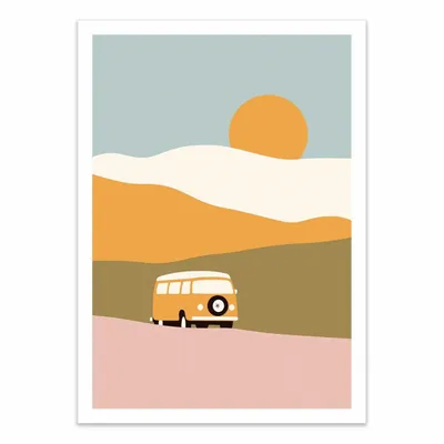 Poster - Art-Poster - Van in landscape - Florent Bodart - WALL EDITIONS