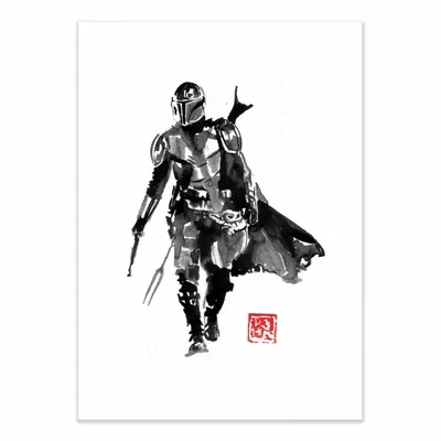 Poster - Art-Poster - Mandalorian and Baby Yoda - Pechane Sumie - WALL EDITIONS