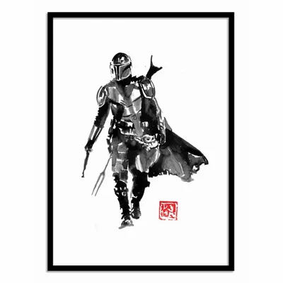 Poster - Art-Poster - Mandalorian and Baby Yoda - Pechane Sumie - WALL EDITIONS