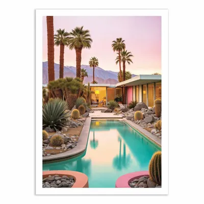 Poster - Art-Poster - Palm Springs sunset pool - Philippe Hugonnard - WALL EDITIONS