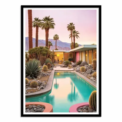 Poster - Art-Poster - Palm Springs sunset pool - Philippe Hugonnard - WALL EDITIONS