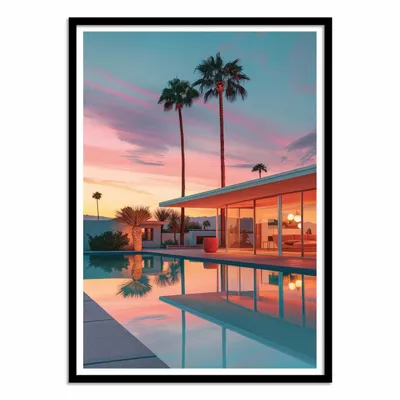 Poster - Art-Poster - California Sunset House Pool - Philippe Hugonnard - WALL EDITIONS