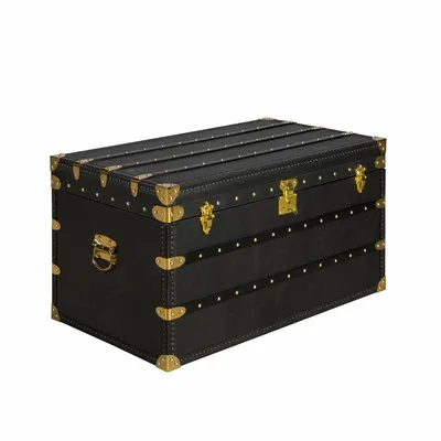 Storage boxes - Black leather trunk - ANGEL CERDÁ