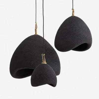 Hanging lights - Suspension Suna Noir 40 cm in textured resin - DESIGN TRIP