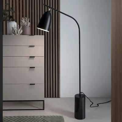 Floor lamps - Floor lamp black marble and black steel - ANGEL CERDÁ
