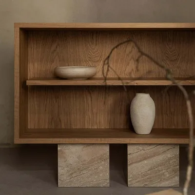 Sideboards - BLOCK Sideboard - Oak and Marble Sideboard - UN'COMMON