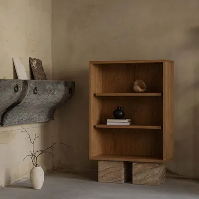 Bibliothèques - BLOCK Cabinet - bibliothèque en chêne et marbre - UN'COMMON