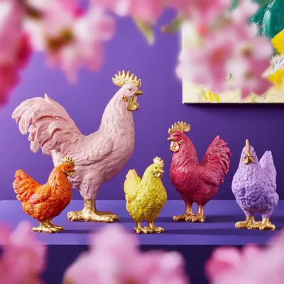 Decorative objects - Rooster with glitter, pink - WERNER VOSS