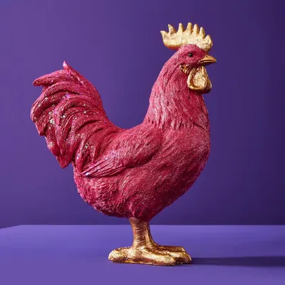 Decorative objects - Rooster with glitter, pink - WERNER VOSS