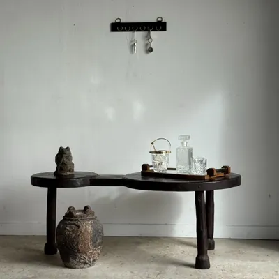 Decorative objects - Vintage wall key holder in black faux leather stitched with six rings - OFFICE OBJETS
