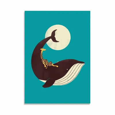 Carterie - Carte 10,5 x 14,8 cm - The giraffe and the whale - Jay Fleck - WALL EDITIONS