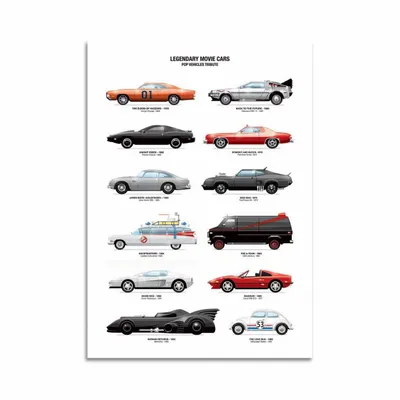 Card shop - Art-Card 10,5 x 14,8 cm - Legendary movie cars - Olivier Bourdereau - WALL EDITIONS