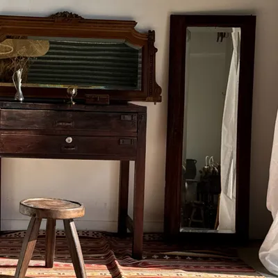 Miroirs - Miroir ancienne porte (droite) d’armoire en chêne à glace biseautée - OFFICE OBJETS