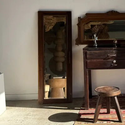 Mirrors - Antique mirror with oak cabinet door (left) with bevelled glass - OFFICE OBJETS