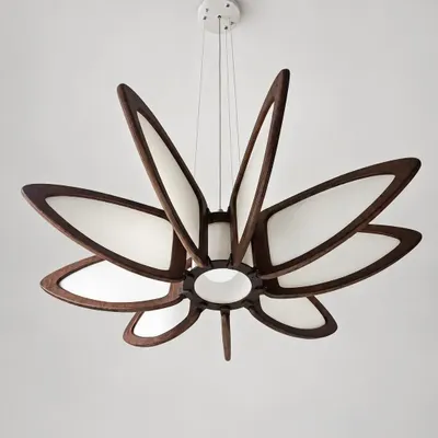 Plafonniers - Lotus — Suspension en bois et soie - OMALIGHT