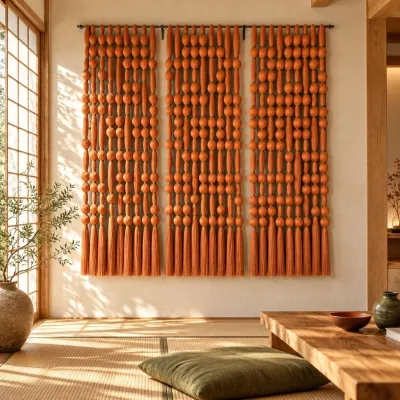 Other wall decoration - Amber Cascade: Extra-Large Handmade Monochrome Macramé Wall Installati - SARMAL DESIGN