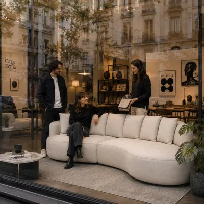 Sofas for hospitalities & contracts - 4-Seater Right Corner Sofa BELLEVILLE - Cream - CITY SOFA