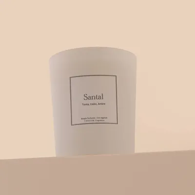 Bougies - Bougie Santal verre blanc 180g - Cire 100% végétale - TANDEM FRAGRANCES