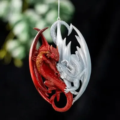Autres décorations murales - Ornement suspendu Dragon de Feu et de Glace par Anne Stokes - SOMETHING DIFFERENT WHOLESALE EUROPE BV