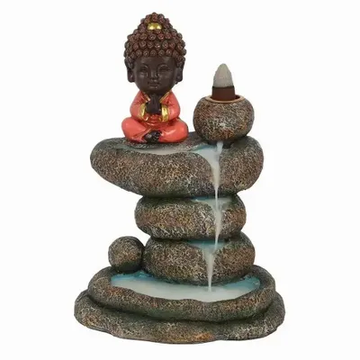 Scents - Red Buddha and Rock Pond Backflow Incense Burner - SOMETHING DIFFERENT WHOLESALE EUROPE BV