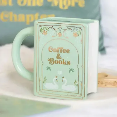 Mugs - Coffee and Books Green Book Shaped Mug - SOMETHING DIFFERENT WHOLESALE EUROPE BV