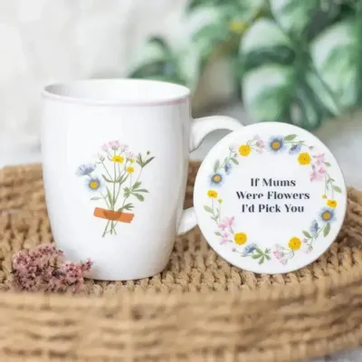 Tasses et mugs - Ensemble tasse et sous-verre fleuris « Si les mamans étaient des fleurs » - SOMETHING DIFFERENT WHOLESALE EUROPE BV
