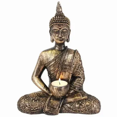 Candlesticks and candle holders - Sitting Thai Buddha Tealight Holder - SOMETHING DIFFERENT WHOLESALE EUROPE BV