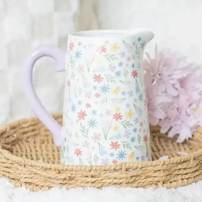 Vases - Spring Floral Print Ceramic Flower Jug - SOMETHING DIFFERENT WHOLESALE EUROPE BV
