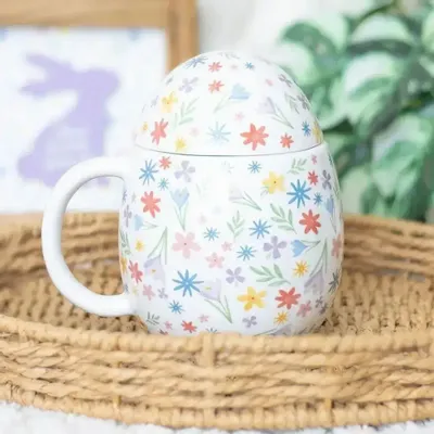 Mugs - Spring Floral Print Egg Shaped Mug - SOMETHING DIFFERENT WHOLESALE EUROPE BV