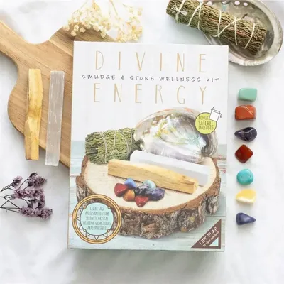 Decorative objects - Divine Energy Smudge and Stone Wellness Kit - SOMETHING DIFFERENT WHOLESALE EUROPE BV