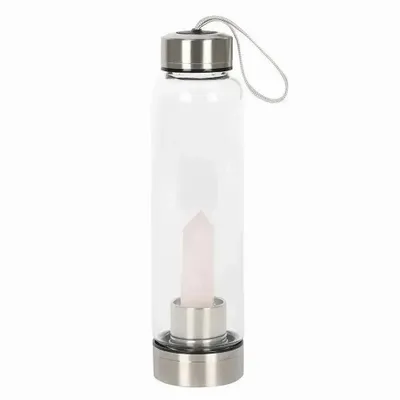 Verres - Bouteille d'eau purificatrice en verre de quartz rose - SOMETHING DIFFERENT WHOLESALE EUROPE BV
