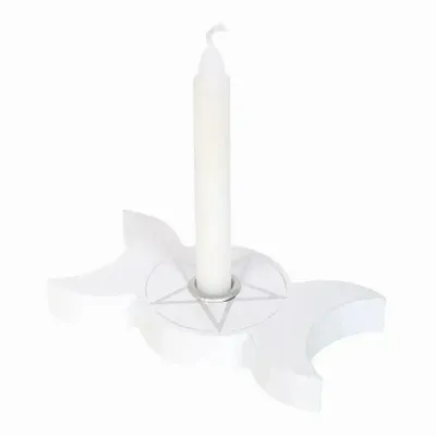 Candlesticks and candle holders - White Triple Moon Spell Candle Holder - SOMETHING DIFFERENT WHOLESALE EUROPE BV