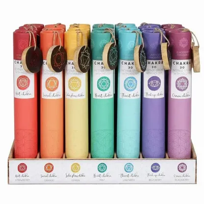Parfums d'intérieur - Présentoir de 28 bâtonnets d'encens Chakra - SOMETHING DIFFERENT WHOLESALE EUROPE BV