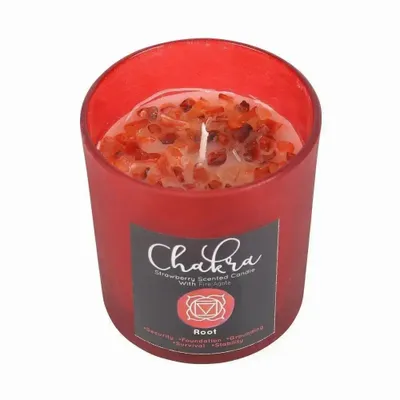 Bougies - Bougie aux éclats de cristal et à la fraise pour chakra racine - SOMETHING DIFFERENT WHOLESALE EUROPE BV