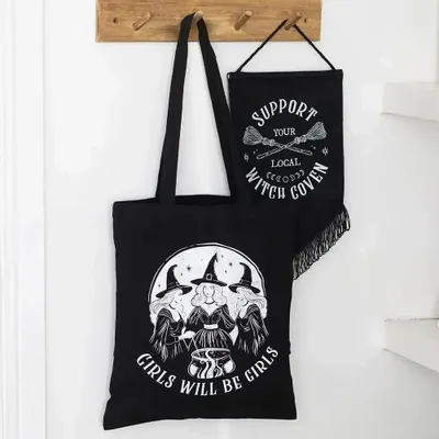 Bags and backpacks - Girls Will Be Girls Witchy Polycotton Tote Bag - SOMETHING DIFFERENT WHOLESALE EUROPE BV