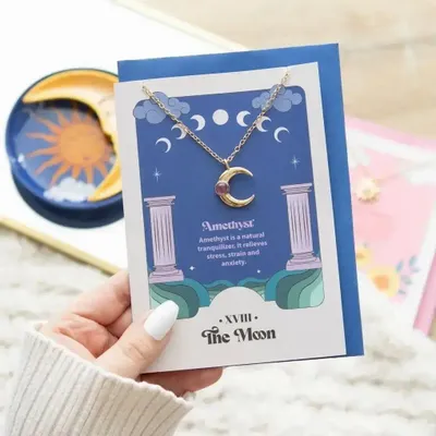 Jewelry - The Moon Celestial Amethyst Necklace Card - SOMETHING DIFFERENT WHOLESALE EUROPE BV