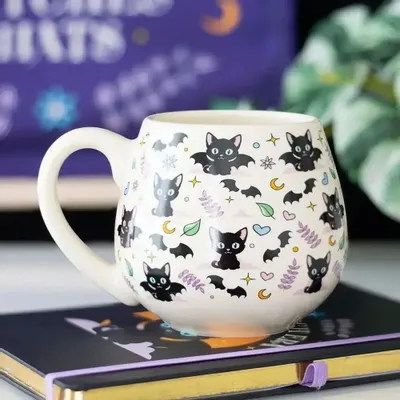 Mugs - Cute and Creepy Cat Print Rounded Mug - SOMETHING DIFFERENT WHOLESALE EUROPE BV