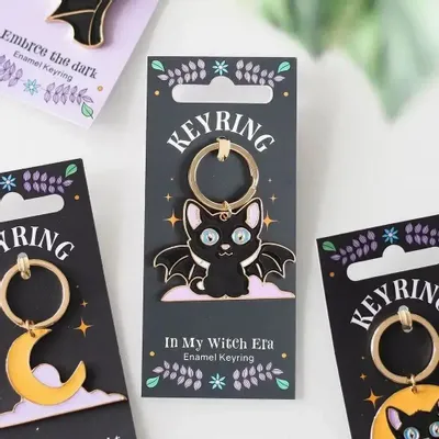 Decorative objects - In My Witch Era Bat Cat Enamel Keyring - SOMETHING DIFFERENT WHOLESALE EUROPE BV