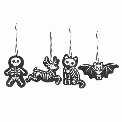 Other wall decoration - Set of 4 Black Creepy Skeleton Cookie Ornaments - SOMETHING DIFFERENT WHOLESALE EUROPE BV