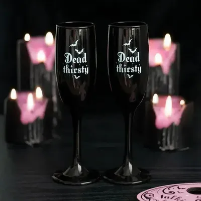 Glass - Set of 2 Dead Thirsty Champagne Flutes - SOMETHING DIFFERENT WHOLESALE EUROPE BV