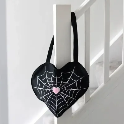 Bags and backpacks - Spiderweb Heart Satin Tote Bag - SOMETHING DIFFERENT WHOLESALE EUROPE BV