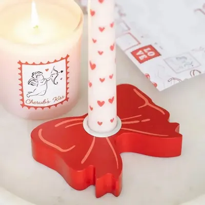 Bougeoirs et photophores  - Porte-bougie conique nœud rouge - SOMETHING DIFFERENT WHOLESALE EUROPE BV